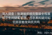 深入调查｜张津瑜视频完整版全程展现卫生间疑案现场，吕总黑料疑问如何层层触发网民共鸣