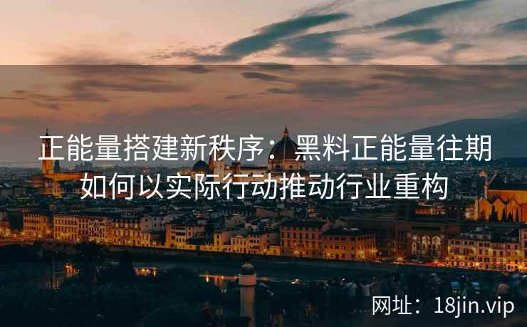 正能量搭建新秩序：黑料正能量往期如何以实际行动推动行业重构