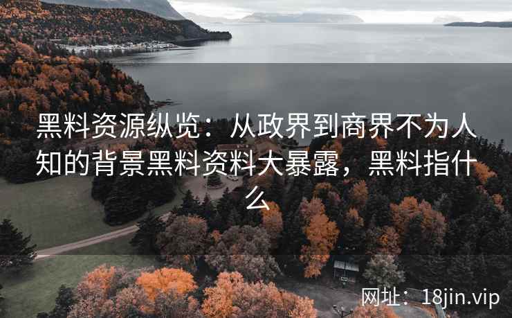 黑料资源纵览：从政界到商界不为人知的背景黑料资料大暴露，黑料指什么