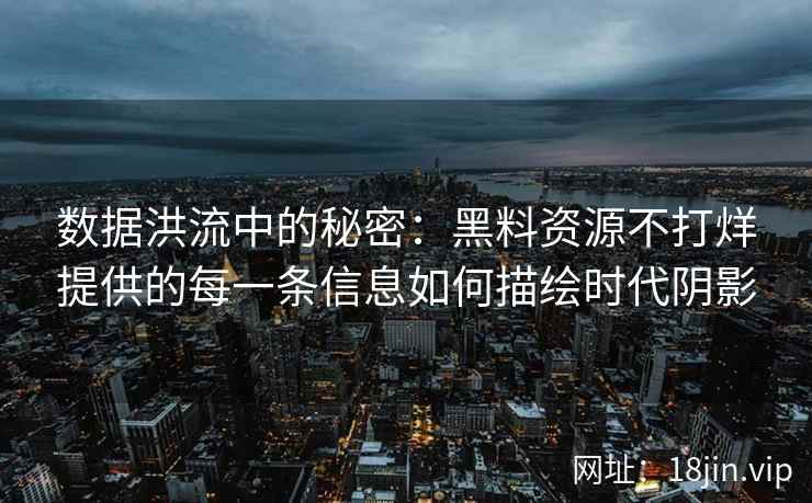 数据洪流中的秘密：黑料资源不打烊提供的每一条信息如何描绘时代阴影
