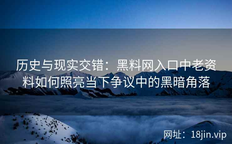 历史与现实交错：黑料网入口中老资料如何照亮当下争议中的黑暗角落