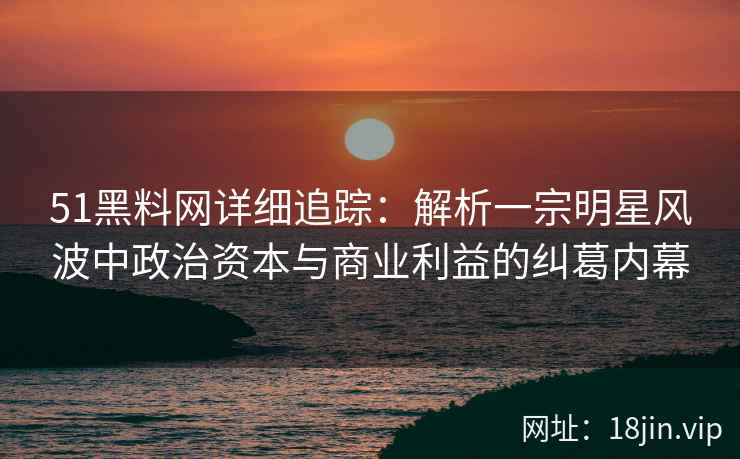 51黑料网详细追踪：解析一宗明星风波中政治资本与商业利益的纠葛内幕