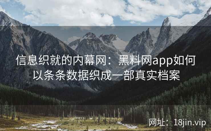 信息织就的内幕网：黑料网app如何以条条数据织成一部真实档案