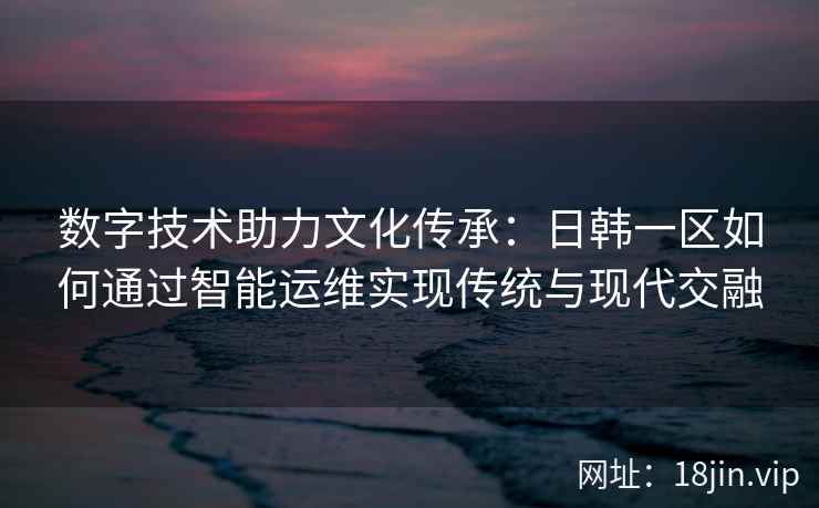数字技术助力文化传承：日韩一区如何通过智能运维实现传统与现代交融